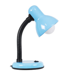 GloboStar® STUDENT BLUE 01532 Μοντέρνο Επιτραπέζιο Φωτιστικό Γραφείου Μονόφωτο 1 x E27 Θαλασσί με Λευκό Μεταλλικό με Διακόπτη ΟN/OFF Καμπάνα Φ12 x Υ32cm