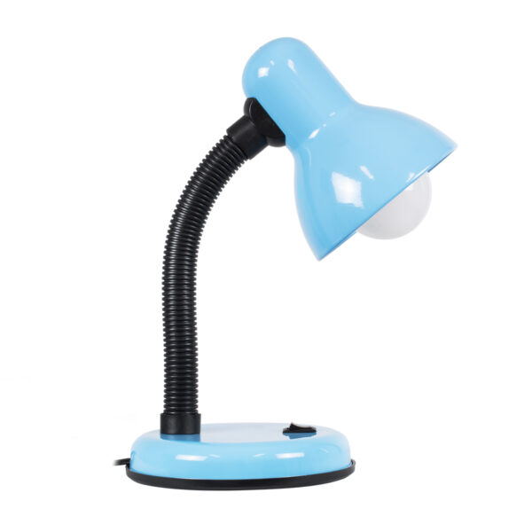 GloboStar® STUDENT BLUE 01532 Μοντέρνο Επιτραπέζιο Φωτιστικό Γραφείου Μονόφωτο 1 x E27 Θαλασσί με Λευκό Μεταλλικό με Διακόπτη ΟN/OFF Καμπάνα Φ12 x Υ32cm