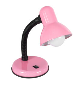 GloboStar® STUDENT PINK 01534 Μοντέρνο Επιτραπέζιο Φωτιστικό Γραφείου Μονόφωτο 1 x E27 Ροζ με Λευκό Μεταλλικό με Διακόπτη ΟN/OFF Καμπάνα Φ12 x Υ32cm