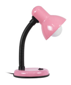 GloboStar® STUDENT PINK 01534 Μοντέρνο Επιτραπέζιο Φωτιστικό Γραφείου Μονόφωτο 1 x E27 Ροζ με Λευκό Μεταλλικό με Διακόπτη ΟN/OFF Καμπάνα Φ12 x Υ32cm