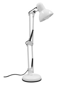 GloboStar® DESK WHITE 01539 Μοντέρνο Επιτραπέζιο Φωτιστικό Γραφείου Μονόφωτο Μεταλλικό Λευκό Φ12 x Υ67cm