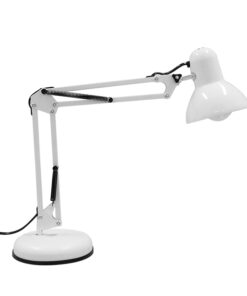 GloboStar® DESK WHITE 01539 Μοντέρνο Επιτραπέζιο Φωτιστικό Γραφείου Μονόφωτο Μεταλλικό Λευκό Φ12 x Υ67cm