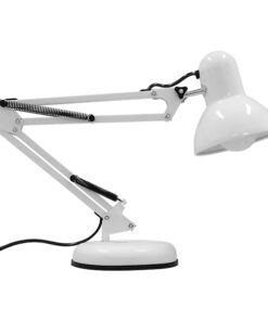 GloboStar® DESK WHITE 01539 Μοντέρνο Επιτραπέζιο Φωτιστικό Γραφείου Μονόφωτο Μεταλλικό Λευκό Φ12 x Υ67cm