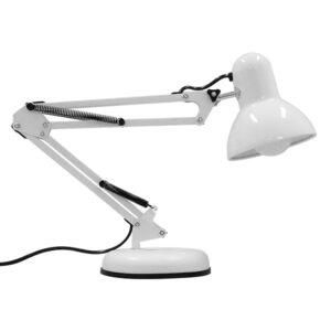 GloboStar® DESK WHITE 01539 Μοντέρνο Επιτραπέζιο Φωτιστικό Γραφείου Μονόφωτο Μεταλλικό Λευκό Φ12 x Υ67cm