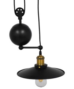 GloboStar® CARILO 01549 Vintage Industrial Κρεμαστό Φωτιστικό Οροφής Μονόφωτο 1 x E27 Μαύρο Μεταλλικό με Ρυθμιζόμενη Ανάρτηση Μ32 x Π26 x Υ120cm