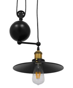 GloboStar® CARILO 01549 Vintage Industrial Κρεμαστό Φωτιστικό Οροφής Μονόφωτο 1 x E27 Μαύρο Μεταλλικό με Ρυθμιζόμενη Ανάρτηση Μ32 x Π26 x Υ120cm
