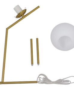 GloboStar® ELFIS GOLD 01551 Μοντέρνο Επιτραπέζιο Φωτιστικό Πορτατίφ Μονόφωτο Χρυσό Μεταλλικό με Λευκό Γυαλί Φ15 x Υ53cm