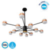 GloboStar® ORNATE 01553 Μοντέρνο Φωτιστικό Οροφής LED 104 Watt Πολύφωτο Μαύρο με Μπρονζέ και Χρυσές Λεπτομέρειες Μεταλλικό Λευκό Ημέρας 4500k Φ63 x Y36-45cm