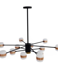 GloboStar® ORNATE 01553 Μοντέρνο Φωτιστικό Οροφής LED 104 Watt Πολύφωτο Μαύρο με Μπρονζέ και Χρυσές Λεπτομέρειες Μεταλλικό Λευκό Ημέρας 4500k Φ63 x Y36-45cm