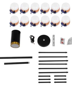 GloboStar® ORNATE 01553 Μοντέρνο Φωτιστικό Οροφής LED 104 Watt Πολύφωτο Μαύρο με Μπρονζέ και Χρυσές Λεπτομέρειες Μεταλλικό Λευκό Ημέρας 4500k Φ63 x Y36-45cm