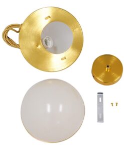 GloboStar® HUDSON 01554 Μοντέρνο Κρεμαστό Φωτιστικό Οροφής Μονόφωτο 1 x E27 Λευκό με Χρυσό Φ20 x Υ25cm