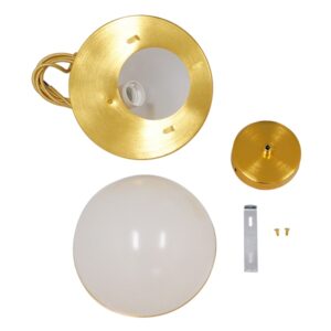 GloboStar® HUDSON 01554 Μοντέρνο Κρεμαστό Φωτιστικό Οροφής Μονόφωτο 1 x E27 Λευκό με Χρυσό Φ20 x Υ25cm