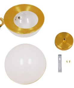 GloboStar® HUDSON 01555 Μοντέρνο Κρεμαστό Φωτιστικό Οροφής Μονόφωτο 1 x E27 Λευκό με Χρυσό Φ30 x Υ34cm