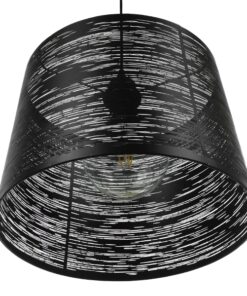 GloboStar® ACCADEMIA 01556 Μοντέρνο Industrial Κρεμαστό Φωτιστικό Οροφής Μονόφωτο 1 x E27 Μεταλλικό Μαύρο Καμπάνα Φ35 x Υ25cm