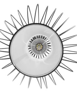 GloboStar® LILY 01558 Vintage Industrial Κρεμαστό Φωτιστικό Οροφής Μονόφωτο Μαύρο Μεταλλικό Πλέγμα και Υφασμάτινο Εσωτερικό Καπέλο Φ40 x Υ60cm