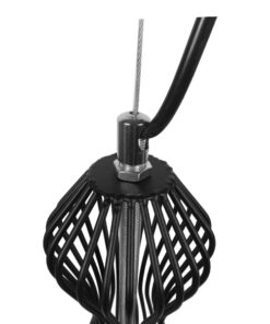 GloboStar® NELLY 01560 Vintage Industrial Κρεμαστό Φωτιστικό Οροφής Μονόφωτο Μαύρο Μεταλλικό Πλέγμα και Υφασμάτινο Εσωτερικό Καπέλο Φ25 x Υ67cm