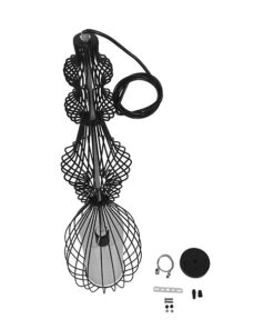 GloboStar® CLEO 01561 Vintage Industrial Κρεμαστό Φωτιστικό Οροφής Μονόφωτο Μαύρο Μεταλλικό Πλέγμα και Υφασμάτινο Εσωτερικό Καπέλο Φ20 x Υ90cm