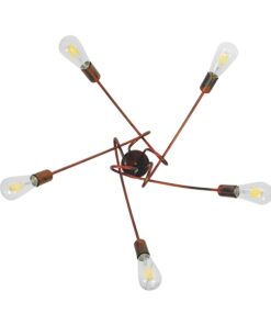 GloboStar® QUARZO 01564 Μοντέρνο Industrial Φωτιστικό Οροφής Πολύφωτο Καφέ Σκουριά Μεταλλικό Φ76 x Y38cm