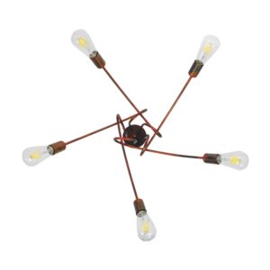 GloboStar® QUARZO 01564 Μοντέρνο Industrial Φωτιστικό Οροφής Πολύφωτο Καφέ Σκουριά Μεταλλικό Φ76 x Y38cm
