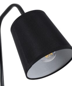 GloboStar® BARNABY 01573 Μοντέρνο Επιτραπέζιο Φωτιστικό Πορτατίφ Μονόφωτο Μαύρο Μεταλλικό με Καπέλο και Ξύλινη Καφέ Βάση Φ13 x Υ48cm
