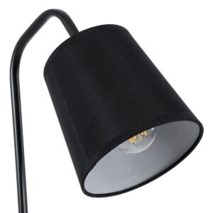GloboStar® BARNABY 01573 Μοντέρνο Επιτραπέζιο Φωτιστικό Πορτατίφ Μονόφωτο Μαύρο Μεταλλικό με Καπέλο και Ξύλινη Καφέ Βάση Φ13 x Υ48cm