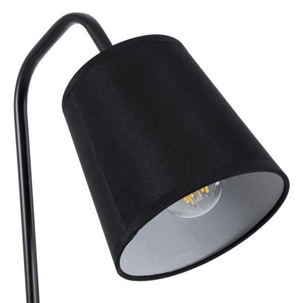 GloboStar® BARNABY 01573 Μοντέρνο Επιτραπέζιο Φωτιστικό Πορτατίφ Μονόφωτο Μαύρο Μεταλλικό με Καπέλο και Ξύλινη Καφέ Βάση Φ13 x Υ48cm