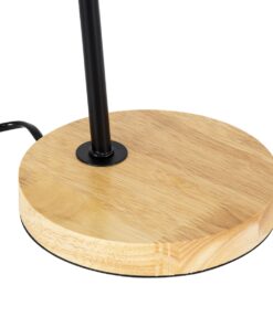 GloboStar® BARNABY 01573 Μοντέρνο Επιτραπέζιο Φωτιστικό Πορτατίφ Μονόφωτο Μαύρο Μεταλλικό με Καπέλο και Ξύλινη Καφέ Βάση Φ13 x Υ48cm