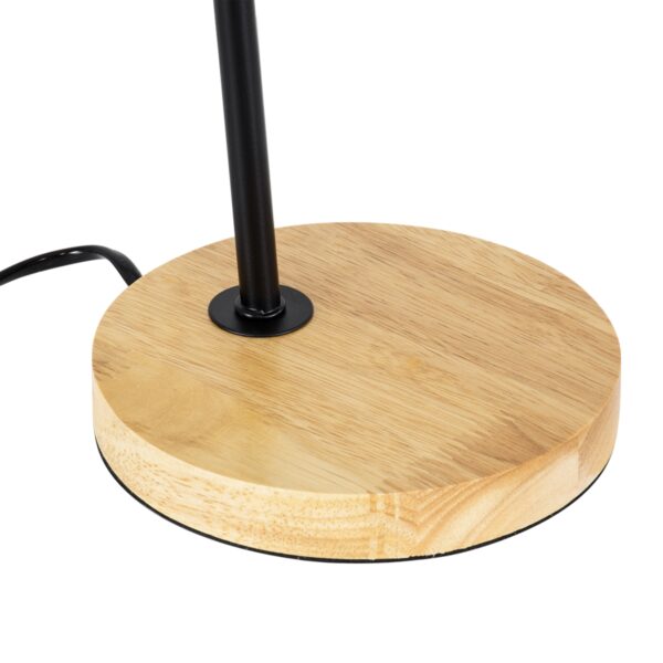 GloboStar® BARNABY 01573 Μοντέρνο Επιτραπέζιο Φωτιστικό Πορτατίφ Μονόφωτο Μαύρο Μεταλλικό με Καπέλο και Ξύλινη Καφέ Βάση Φ13 x Υ48cm