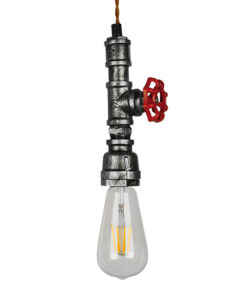 GloboStar® RUBINETTO 01583 Vintage Industrial Κρεμαστό Φωτιστικό Οροφής Μονόφωτο 1 x E27 Ασημί Μεταλλικό Μ5 x Π7.5 x Y20cm