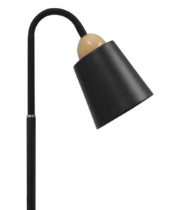 GloboStar® RIBBON 01585 Μοντέρνο Φωτιστικό Δαπέδου Μονόφωτο 1 x E27 Μαύρο Μεταλλικό Καμπάνα με Εφέ Ξύλου D13 x H164cm