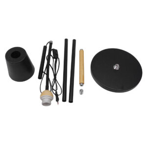 GloboStar® RIBBON 01585 Μοντέρνο Φωτιστικό Δαπέδου Μονόφωτο 1 x E27 Μαύρο Μεταλλικό Καμπάνα με Εφέ Ξύλου D13 x H164cm