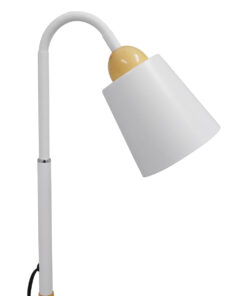 GloboStar® RIBBON 01586 Μοντέρνο Φωτιστικό Δαπέδου Μονόφωτο 1 x E27 Λευκό Μεταλλικό Καμπάνα με Εφέ Ξύλου D13 x H164cm