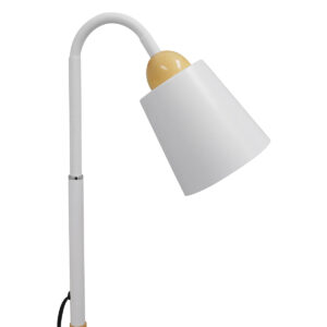 GloboStar® RIBBON 01586 Μοντέρνο Φωτιστικό Δαπέδου Μονόφωτο 1 x E27 Λευκό Μεταλλικό Καμπάνα με Εφέ Ξύλου D13 x H164cm