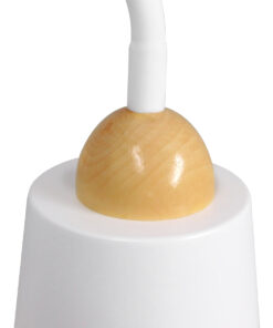 GloboStar® RIBBON 01586 Μοντέρνο Φωτιστικό Δαπέδου Μονόφωτο 1 x E27 Λευκό Μεταλλικό Καμπάνα με Εφέ Ξύλου D13 x H164cm