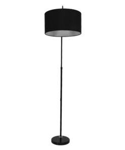 GloboStar® IMPERIAL 01587 Μοντέρνο Φωτιστικό Δαπέδου Μονόφωτο 1 x E27 Μαύρο Μεταλλικό Καμπάνα με Μαύρο Ύφασμα D34 x H172cm