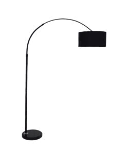 GloboStar® IMPERIAL 01587 Μοντέρνο Φωτιστικό Δαπέδου Μονόφωτο 1 x E27 Μαύρο Μεταλλικό Καμπάνα με Μαύρο Ύφασμα D34 x H172cm