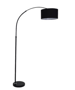 GloboStar® IMPERIAL 01587 Μοντέρνο Φωτιστικό Δαπέδου Μονόφωτο 1 x E27 Μαύρο Μεταλλικό Καμπάνα με Μαύρο Ύφασμα D34 x H172cm