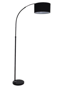 GloboStar® IMPERIAL 01587 Μοντέρνο Φωτιστικό Δαπέδου Μονόφωτο 1 x E27 Μαύρο Μεταλλικό Καμπάνα με Μαύρο Ύφασμα D34 x H172cm