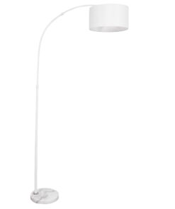 GloboStar® IMPERIAL 01588 Μοντέρνο Φωτιστικό Δαπέδου Μονόφωτο 1 x E27 Λευκό Μεταλλικό Καμπάνα με Λευκό Ύφασμα D34 x H172cm