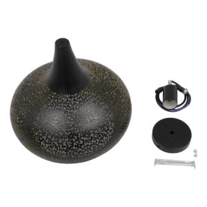 GloboStar® JANIS 01590 Μοντέρνο Κρεμαστό Φωτιστικό Οροφής Μονόφωτο 1 x E27 Μαύρο – Χρυσό Μεταλλικό Καμπάνα Φ30 x Υ30cm