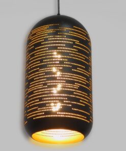 GloboStar® SAGA 01591 Μοντέρνο Κρεμαστό Φωτιστικό Οροφής Μονόφωτο 1 x E27 Μαύρο – Χρυσό Μεταλλικό Καμπάνα Φ20 x Υ41cm