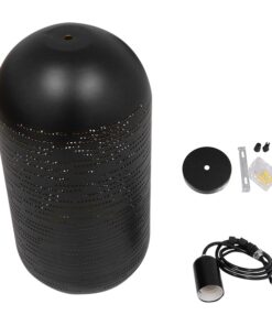 GloboStar® SAGA 01591 Μοντέρνο Κρεμαστό Φωτιστικό Οροφής Μονόφωτο 1 x E27 Μαύρο – Χρυσό Μεταλλικό Καμπάνα Φ20 x Υ41cm