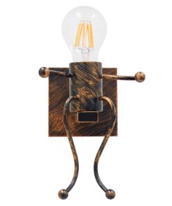 GloboStar® LITTLE 01592 Μοντέρνο Φωτιστικό Τοίχου Απλίκα Μονόφωτο Καφέ Σκουριά Μεταλλικό Μ12 x Π19 x Υ17cm