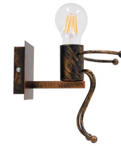 GloboStar® LITTLE 01592 Μοντέρνο Φωτιστικό Τοίχου Απλίκα Μονόφωτο Καφέ Σκουριά Μεταλλικό Μ12 x Π19 x Υ17cm