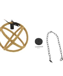 GloboStar® BALANCE 01596 Vintage Κρεμαστό Φωτιστικό Οροφής Μονόφωτο 1 x E27 Μπεζ Μεταλλικό με Σχοινί Φ35 x Υ36.5cm