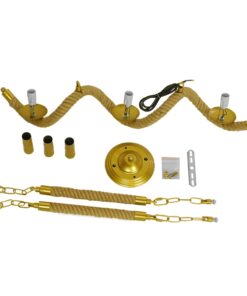 GloboStar® LUXOR 01598 Vintage Κρεμαστό Φωτιστικό Οροφής Τρίφωτο 3 x E14 Χρυσό Μεταλλικό με Μπεζ Σχοινί Μ75 x Π13 x Y18cm