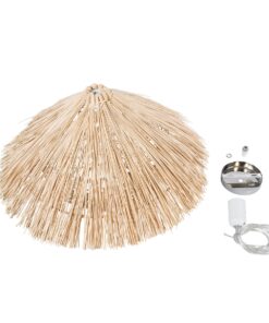 GloboStar® CHEOPE 01599 Vintage Κρεμαστό Φωτιστικό Οροφής Μονόφωτο 1 x E27 Μπεζ Ξύλινο Ψάθινο Rattan Φ45 x Υ35cm