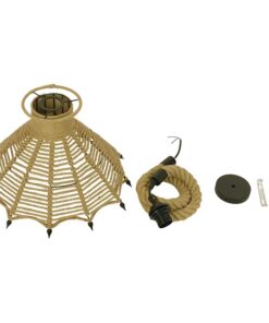 GloboStar® OZERO 01603 Vintage Κρεμαστό Φωτιστικό Οροφής Μονόφωτο 1 x E27 Μπεζ Καμπάνα με Σχοινί Φ41 x Υ28cm