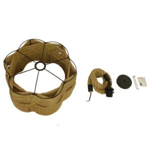 GloboStar® TONDO 01604 Vintage Κρεμαστό Φωτιστικό Οροφής Μονόφωτο 1 x E27 Μπεζ Καμπάνα με Σχοινί Φ38 x Υ21cm