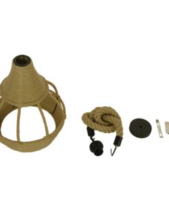 GloboStar® KUBRIC 01605 Vintage Κρεμαστό Φωτιστικό Οροφής Μονόφωτο 1 x E27 Μπεζ Καμπάνα με Σχοινί Φ31 x Υ39cm